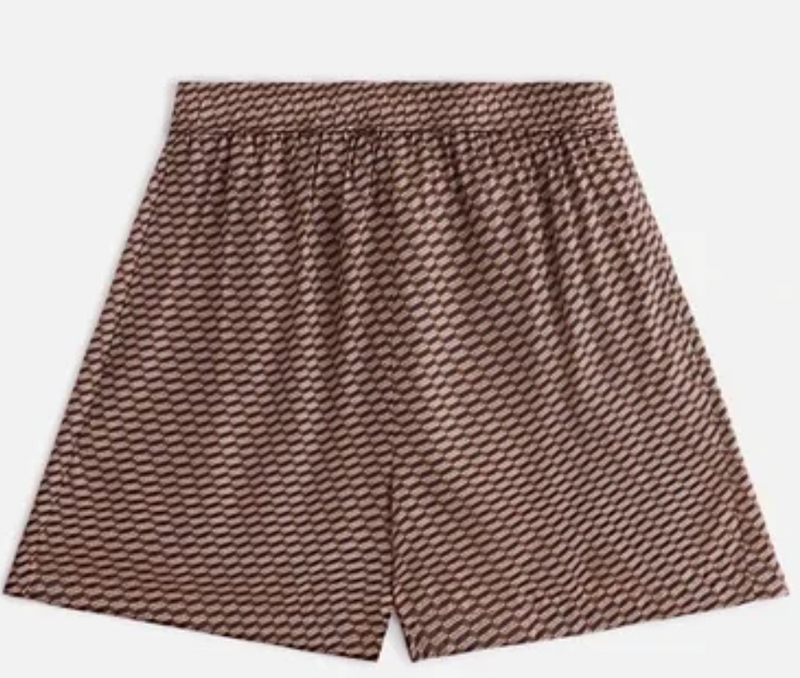 Kith Womens Rayne Monogram Silk Short Brown Size Medium