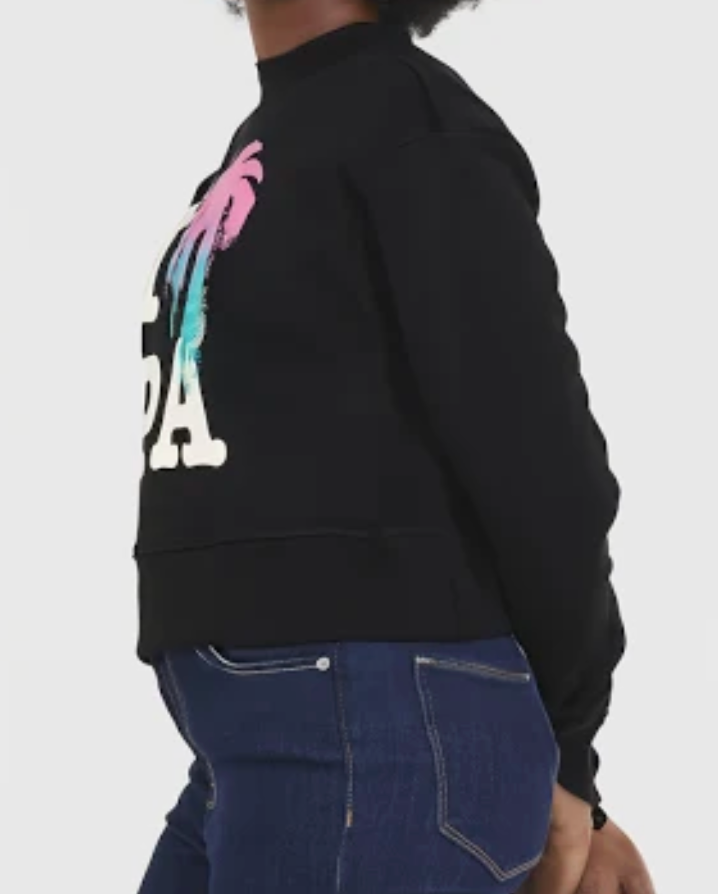 Palm Angels Womens I Love PA Fitted Crew Black Multicolor