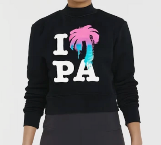 Palm Angels Womens I Love PA Fitted Crew Black Multicolor