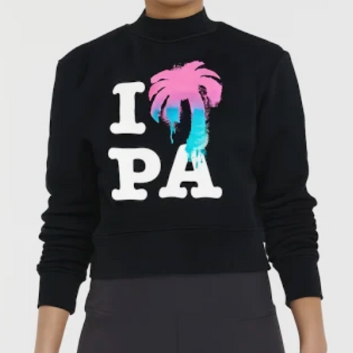 Palm Angels Womens I Love PA Fitted Crew Black Multicolor