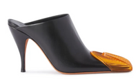 Off White Lunar Leather Mules High Heels Shoe Black Size 40