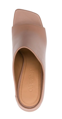 Off-White Tonal Spring Mule Beige Leather Sandals Size 37