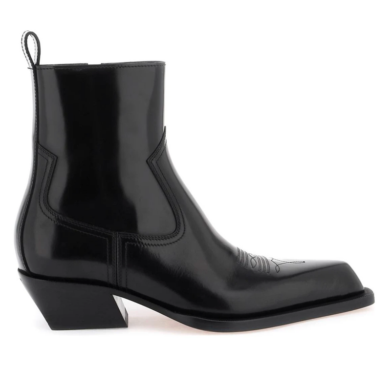 Off-White Leather Texan Ankle Boots Size 38