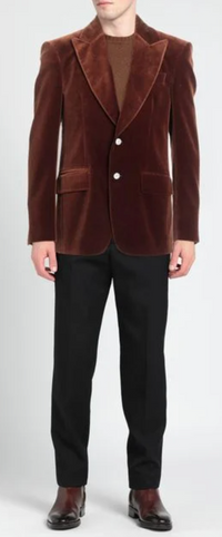 Palm Angels Cotton Velvet Suit Jacket Brown Size 50