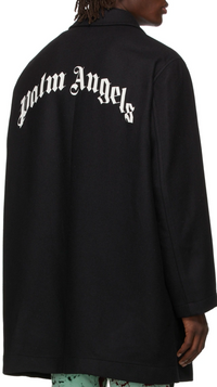 Palm Angels Curved Logo Mens Coat Black Size 48