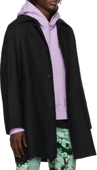 Palm Angels Curved Logo Mens Coat Black Size 48