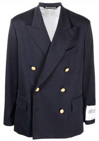 Palm Angels Archive Double Breasted Blazer Blue Suit Jacket Size 52