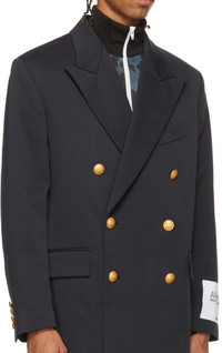 Palm Angels Archive Double Breasted Blazer Blue Suit Jacket Size 52