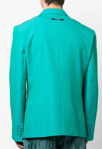 Palm Angels Sonny Turquoise Double Breasted Blazer Suit Jacket Size 46