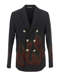 Palm Angels Burning Double Breasted Blazer Suit Jacket Size 48