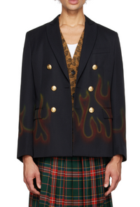 Palm Angels Burning Double Breasted Blazer Suit Jacket Size 48