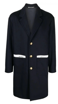 Palm Angels Sartorial Tape Button-up Coat Navy Size 52