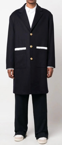 Palm Angels Sartorial Tape Button-up Coat Navy Size 52