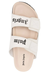 Palm Angels Logo Printed Off-White Beige Slide Sandals Size 41 (8M)