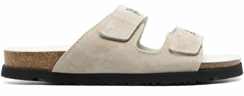 Palm Angels Logo Printed White/Grey Slide Sandals Size 40 (7M)