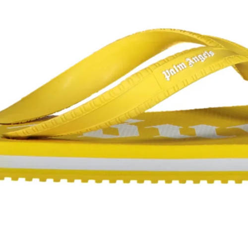 Palm Angels Logo Printed Yellow Flip-Flop Sandals Size 40 (7M)
