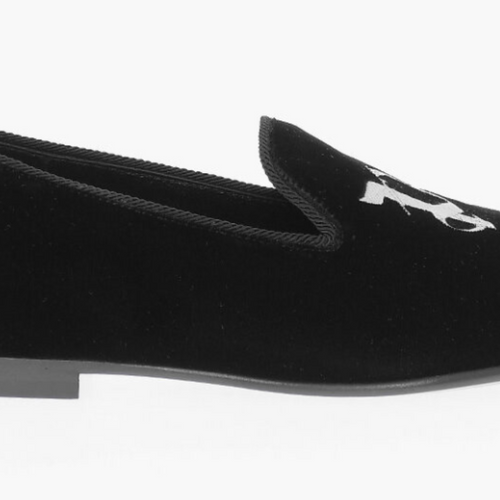 Palm Angels Monogram Embroidered Black Velvet Loafers Size 40 (7M)