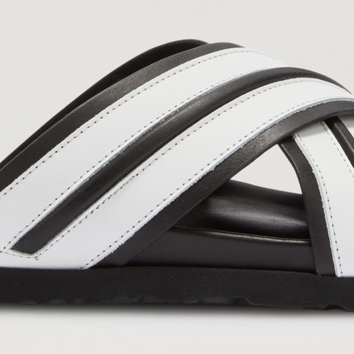 Palm Angels Black/White Criss-Cross Slip-On Sandals Size 45 (12M)