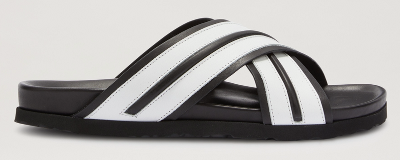 Palm Angels Black/White Criss-Cross Slip-On Sandals Size 45 (12M)