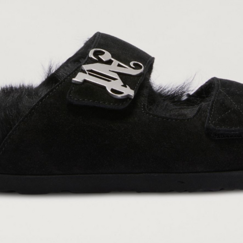 Palm Angels Women's Comfy Black Fur Slippers Size 36 (4.5W)