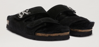 Palm Angels Comfy Open Toe Black Fur Slippers Size 41 (8M)
