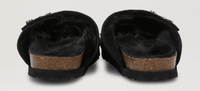 Palm Angels Comfy Open Toe Black Fur Slippers Size 41 (8M)