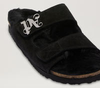 Palm Angels Comfy Open Toe Black Fur Slippers Size 41 (8M)