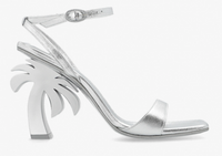 Palm Angels Women's Palm Tree Silver Strapped Heel Size 37 (5.5W)