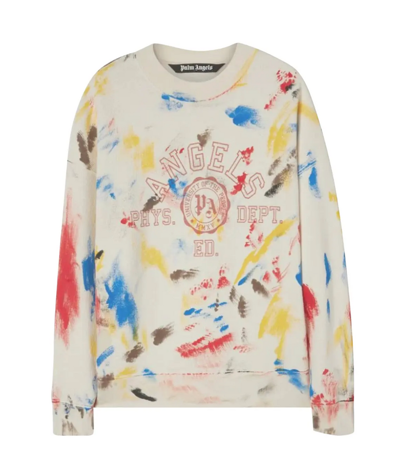 Palm Angels Painted College Sweatshirt Off White/Red Size Medium