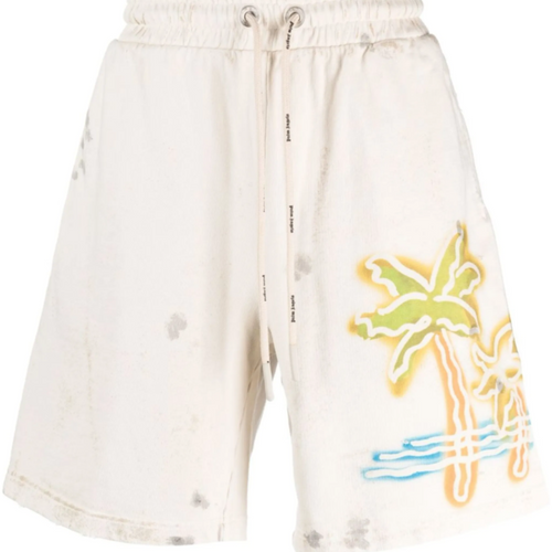 Palm Angels Palm Off-White/Neon Sweat Shorts Size Large