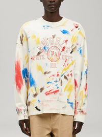 Palm Angels Painted College Sweatshirt Off White/Red Size Medium