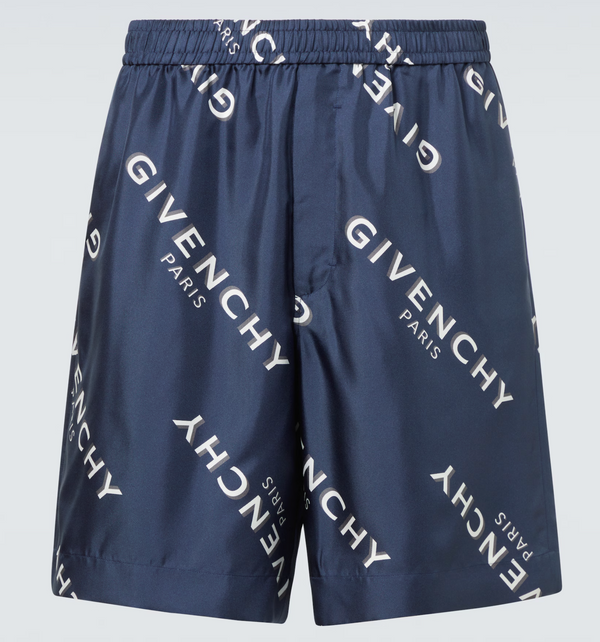 Givenchy Paris Navy Shadow Silk Bermuda Shorts Size 52