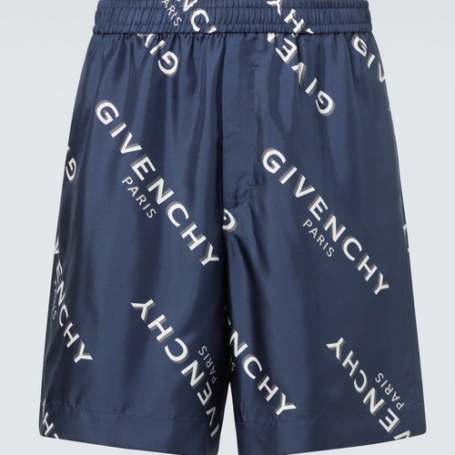 Givenchy Paris Navy Shadow Silk Bermuda Shorts Size 50