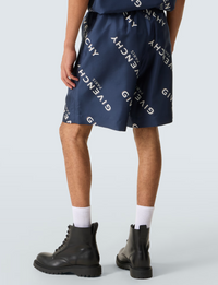 Givenchy Paris Navy Shadow Silk Bermuda Shorts Size 50