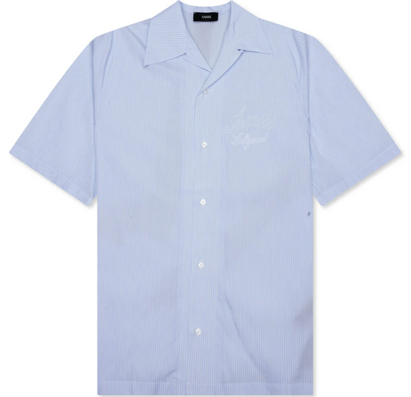 Amiri Starburst Poplin Camp Ashley Blue Shirt Size XXL (MSRP: $790)