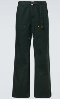 Sacai X Carhartt WIP Forest Green Belted Straight Leg Pants Size 3