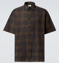 YSL Tartan Checked Cotton Voile Brown Shirt SIze 40 (MSRP: $1,200)