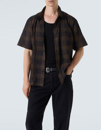 YSL Tartan Checked Cotton Voile Brown Shirt SIze 40 (MSRP: $1,200)