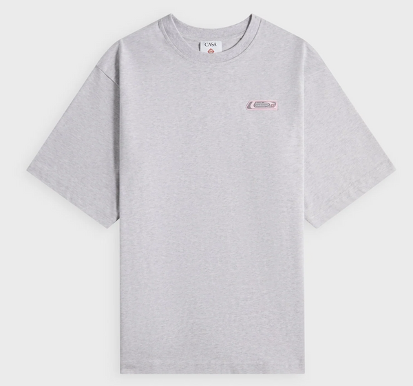 Casablanca PVC Patch Grey Marle Jersey T-Shirt Size XXL