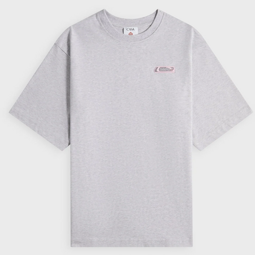Casablanca PVC Patch Grey Marle Jersey T-Shirt Size XXL