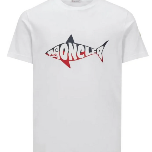 Moncler Shark Print T-Shirt White Small Brand New