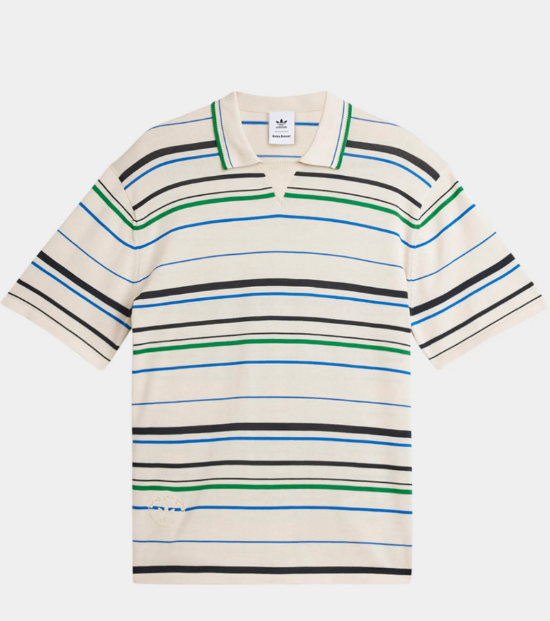Adidas x Wales Bonner Men's Stripe Knit Polo Shirt Large Brand New