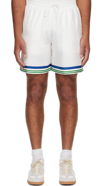 Casablanca White Tennis Club Icon Silk Twill Shorts XXL Brand New