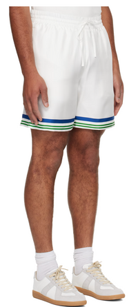 Casablanca White Tennis Club Icon Silk Twill Shorts XXL Brand New