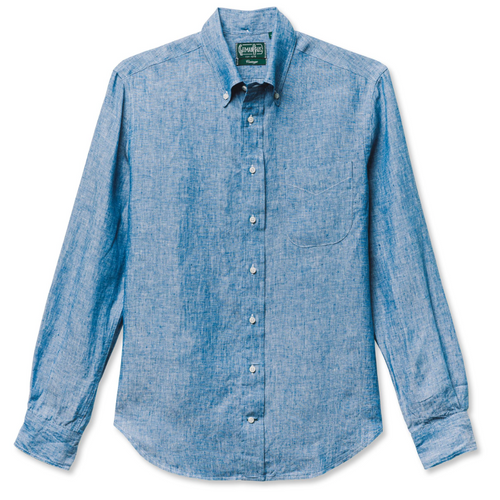 Gitman Bros. Vintage Chambray Linen Indigo Shirt Size Small (MSRP: $280)