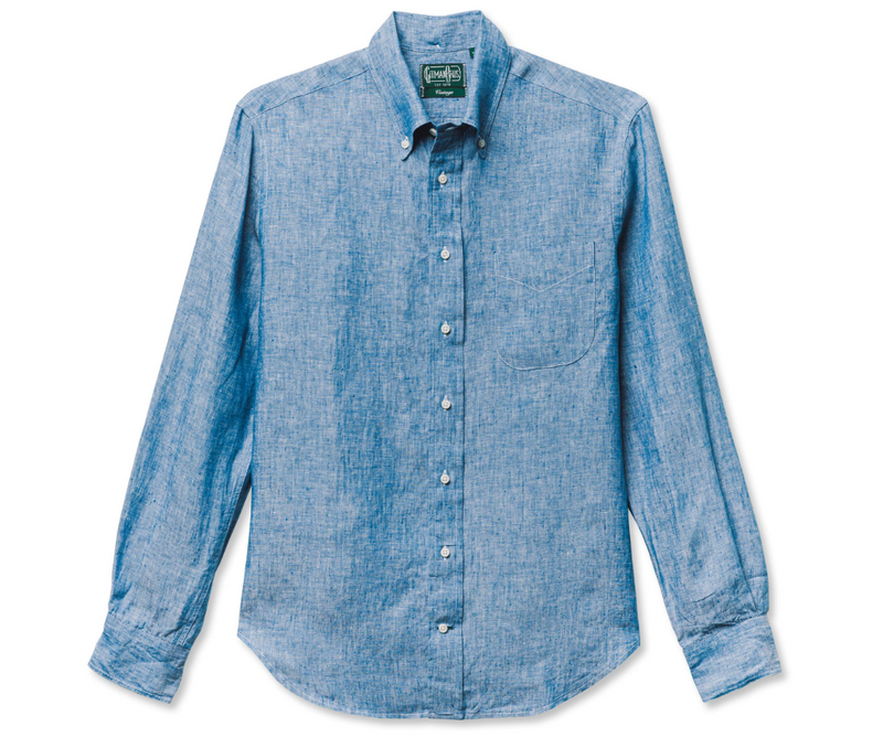Gitman Bros. Vintage Chambray Linen Indigo Shirt Size Small (MSRP: $280)