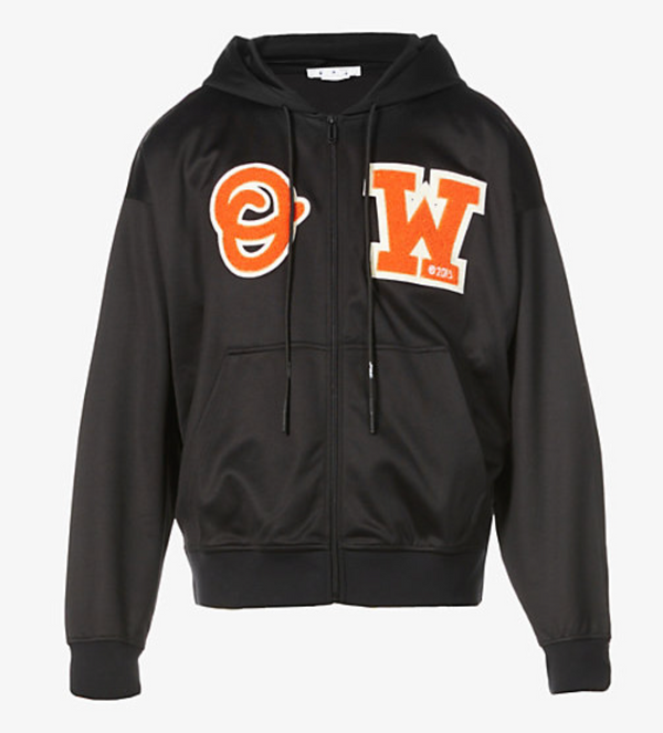 Off-White Patch Skate Zip Hoodie Black Orange Medium Brand New