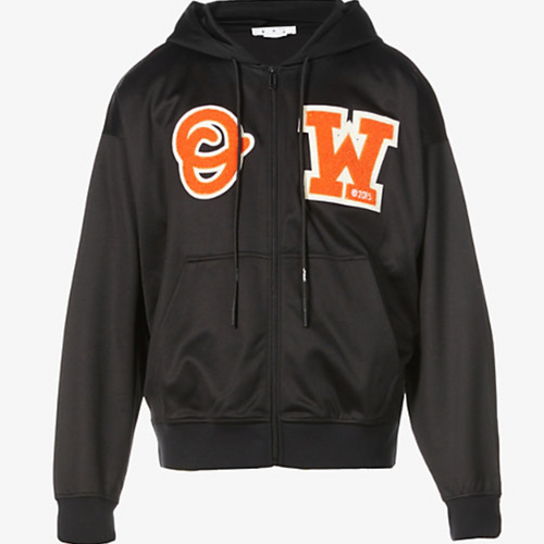Off-White Patch Skate Zip Hoodie Black Orange Large Brand New