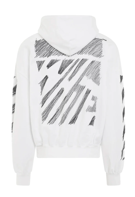 Off-White Scribble Diag Boxy Hoodie White Large Brand New