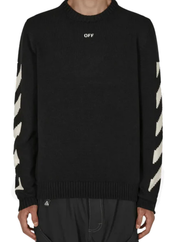 Off-White Diag Arrow Knit Crewneck Black Large Brand New